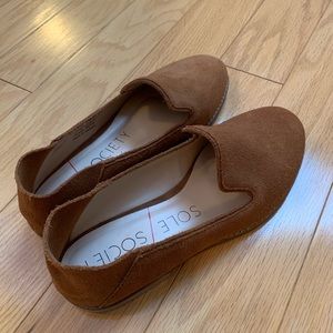 Cognac loafer mules